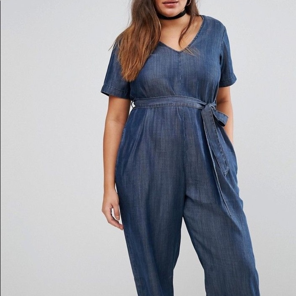 Asos Denim Crop Jumpsuit w/ Pockets